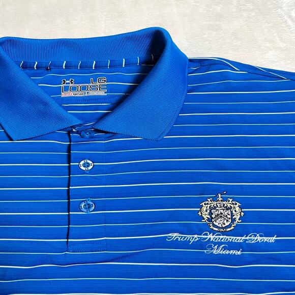 Trump National Golf Polo Under Armour Heat Gear Men's L Turquoise Doral Miami FL - Picture 3 of 9